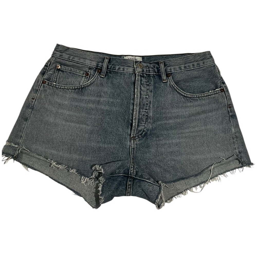 AGOLDE Parker High Rise Distressed Denim Cutoff Shorts Blue Size 30
